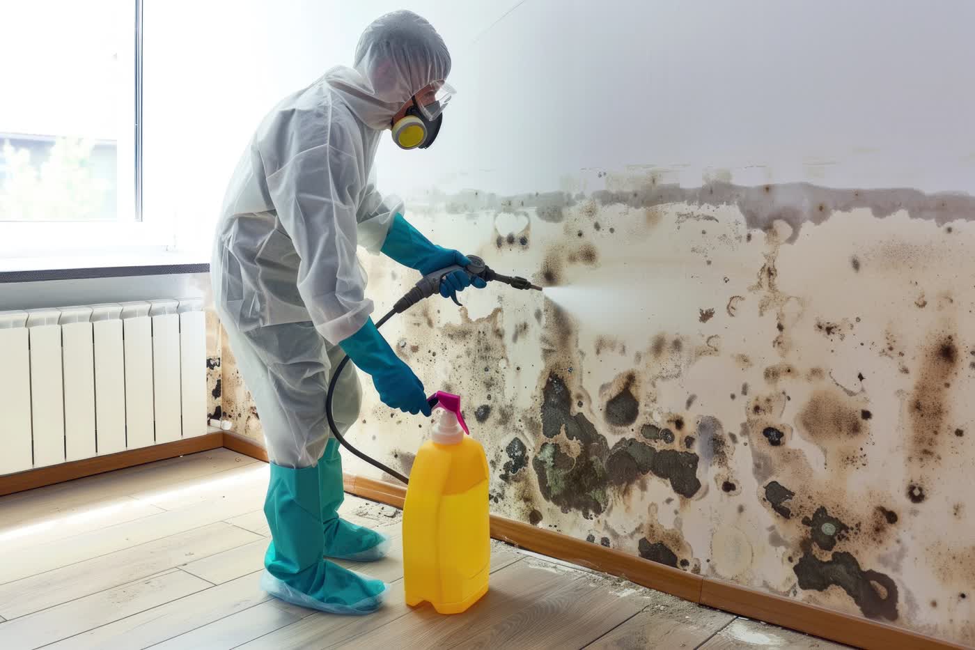 Mold remediation technician treating mold damage - Republic Adjusters mold damage public adjusters Florida